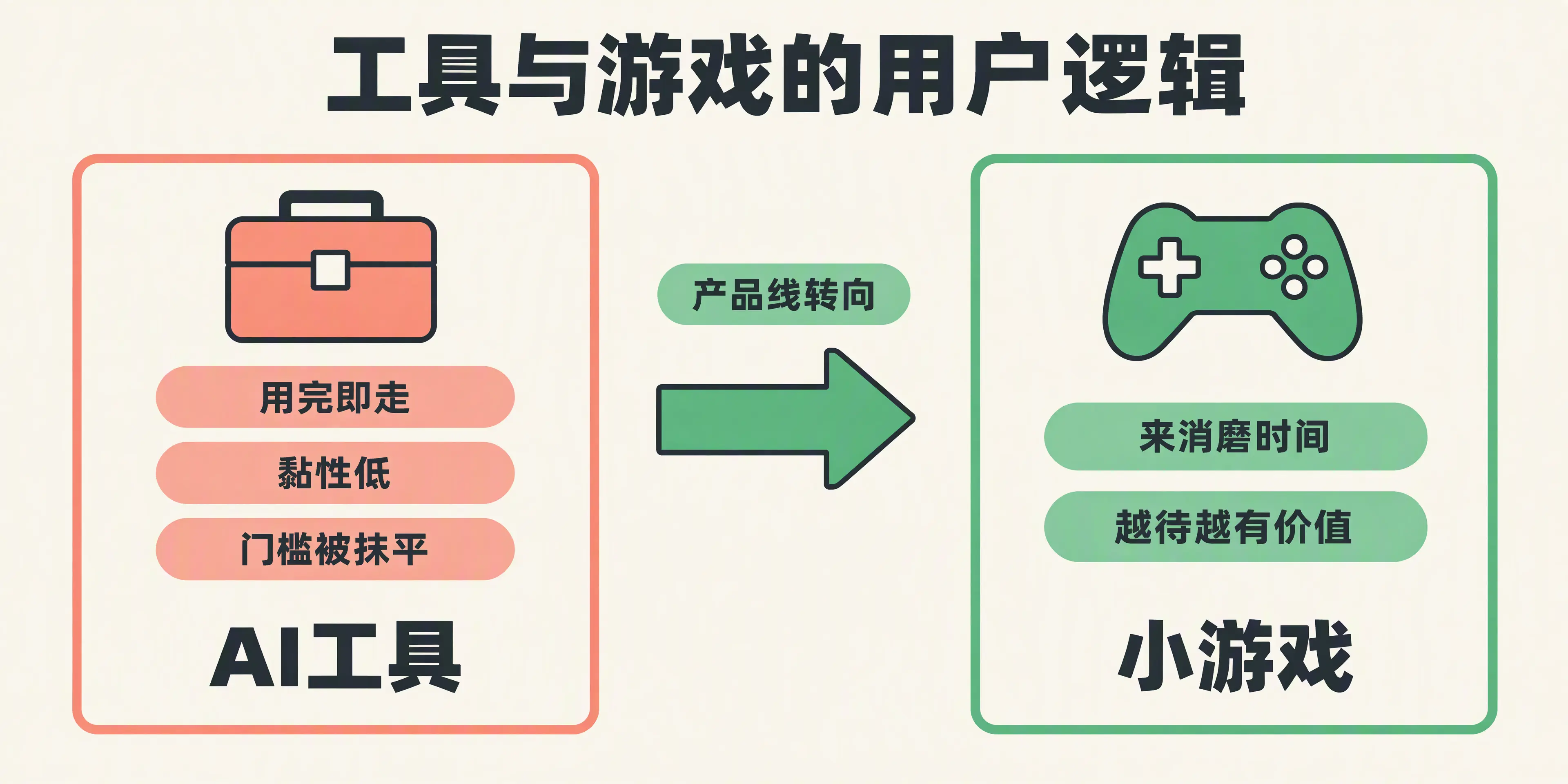 工具与游戏两种用户逻辑的对比