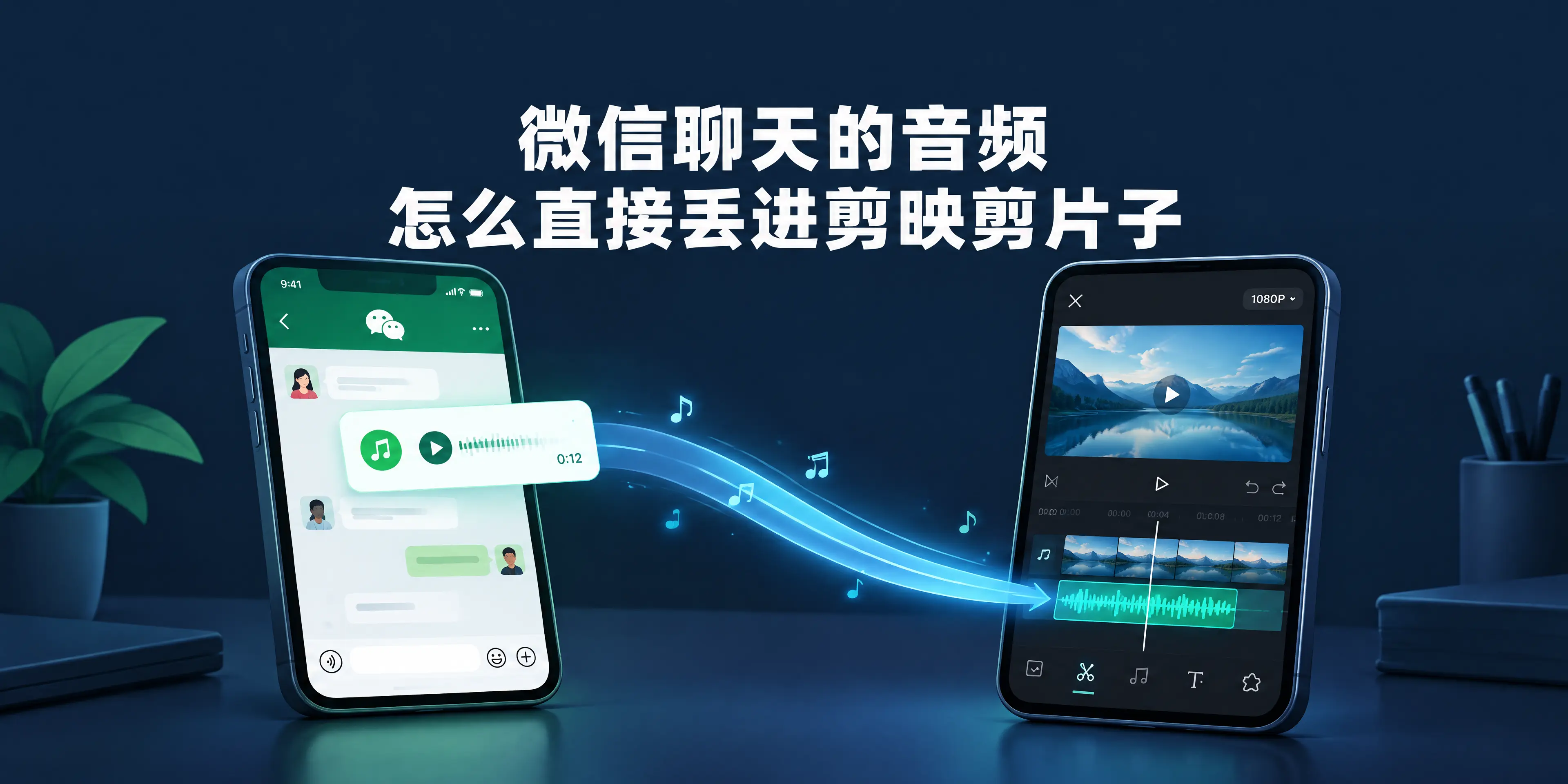 微信聊天的音频,怎么直接丢进剪映剪片子