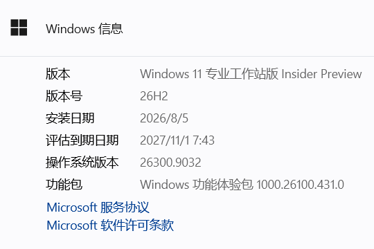 Windows 11 26H2 续
